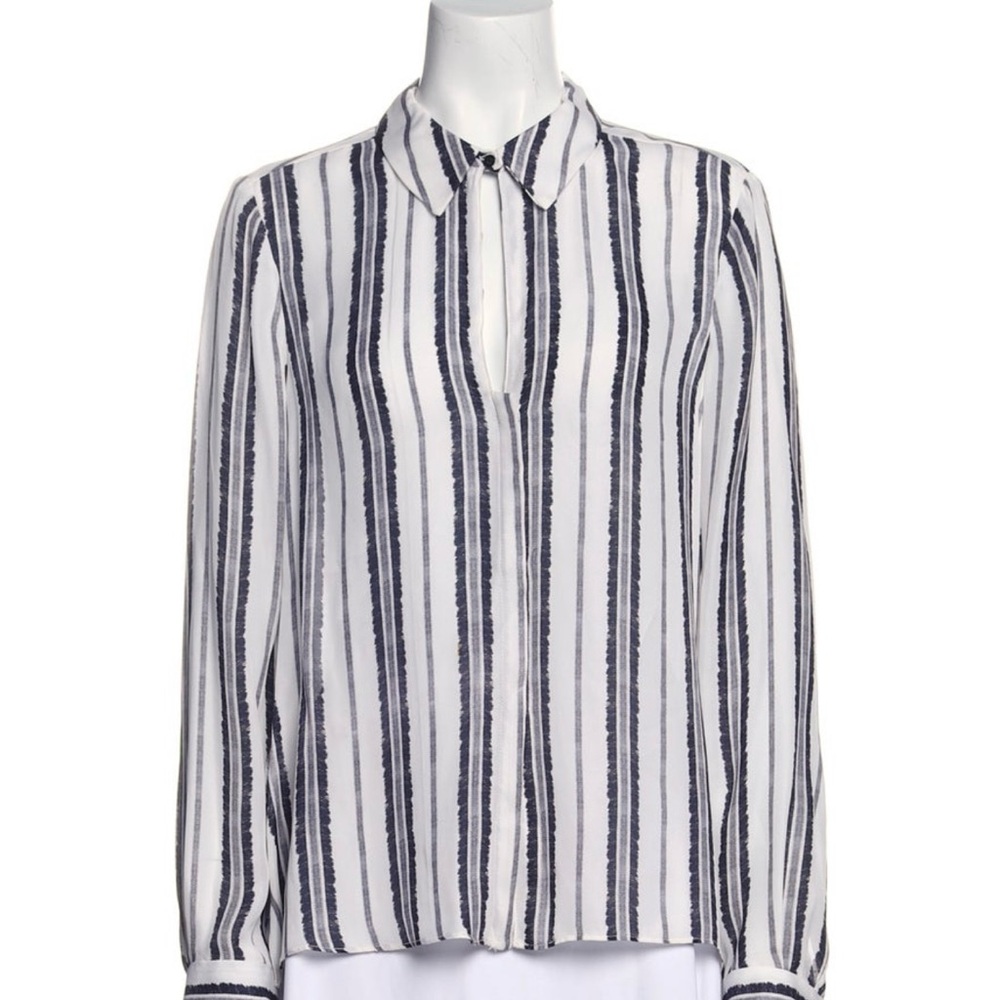 ALC Striped Silk Button Down Blouse